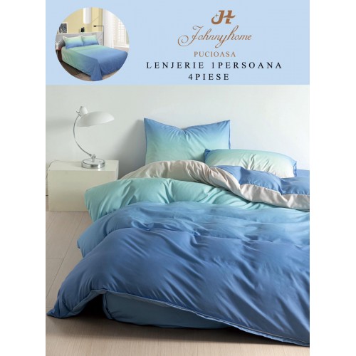 Lenjerie De Pat 1 Persoana 4 Piese, din Bumbac Finet, Cearceaf de pat 155x200cm, Y60-17