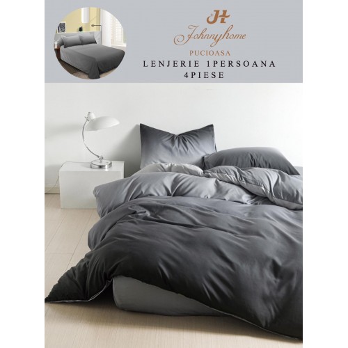 Lenjerie De Pat 1 Persoana 4 Piese, din Bumbac Finet, Cearceaf de pat 155x200cm, Y60-18