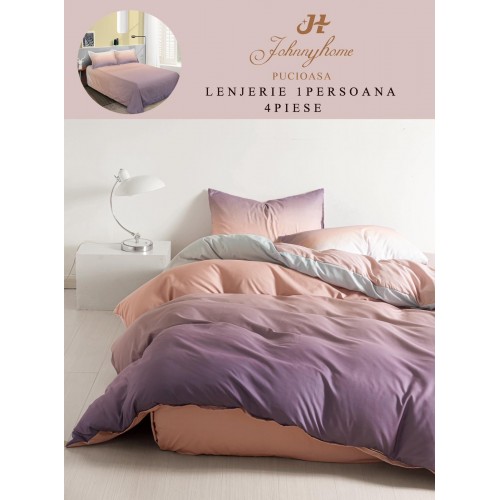 Lenjerie De Pat 1 Persoana 4 Piese, din Bumbac Finet, Cearceaf de pat 155x200cm, Y60-24