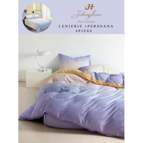 Lenjerie De Pat 1 Persoana 4 Piese, din Bumbac Finet, Cearceaf de pat 155x200cm, Y60-26