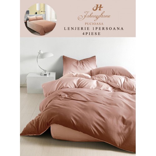 Lenjerie De Pat 1 Persoana 4 Piese, din Bumbac Finet, Cearceaf de pat 155x200cm, Y60-27