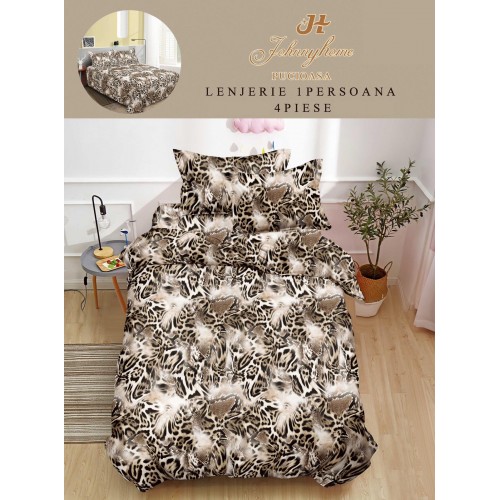 Lenjerie De Pat 1 Persoana 4 Piese, din Bumbac Finet, Cearceaf de pat 155x200cm, Y60-40
