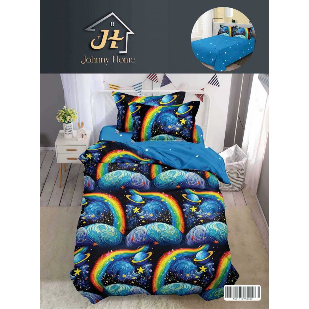 Lenjerie De Pat 1 Persoana 4 Piese, din Bumbac Finet, Cearceaf de pat 155x200cm, Y60-80 LENJERII DIN FINET 4 PIESE / 1 PERSOANA ELEGANT HOME PUCIOASA