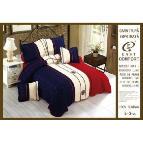 Cuvertură Pat Dublu, 5 Piese, Bumbac 100% , Imprimat –Calitate Premium, 230x250 cm, CUVE-1