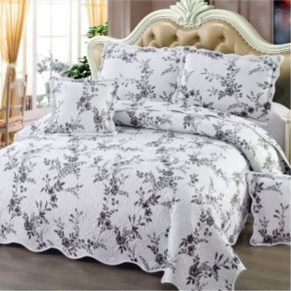 Cuvertură Pat Dublu, 5 Piese, Bumbac 100% , Imprimat –Calitate Premium, 230x250 cm, CUVE-4 Cuverturi din bumbac 5 piese