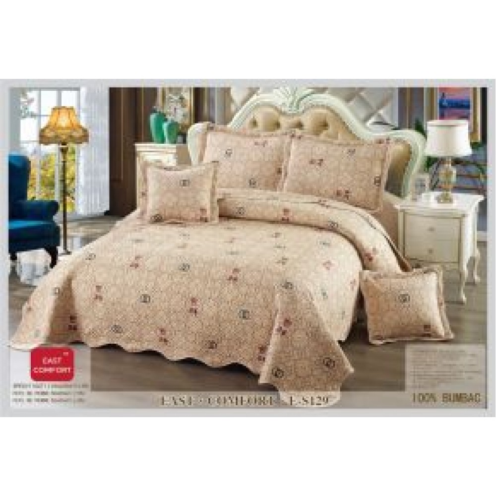 Cuvertură Pat Dublu, 5 Piese, Bumbac 100% , Imprimat –Calitate Premium, 230x250 cm, CUVE-6 Cuverturi din bumbac 5 piese