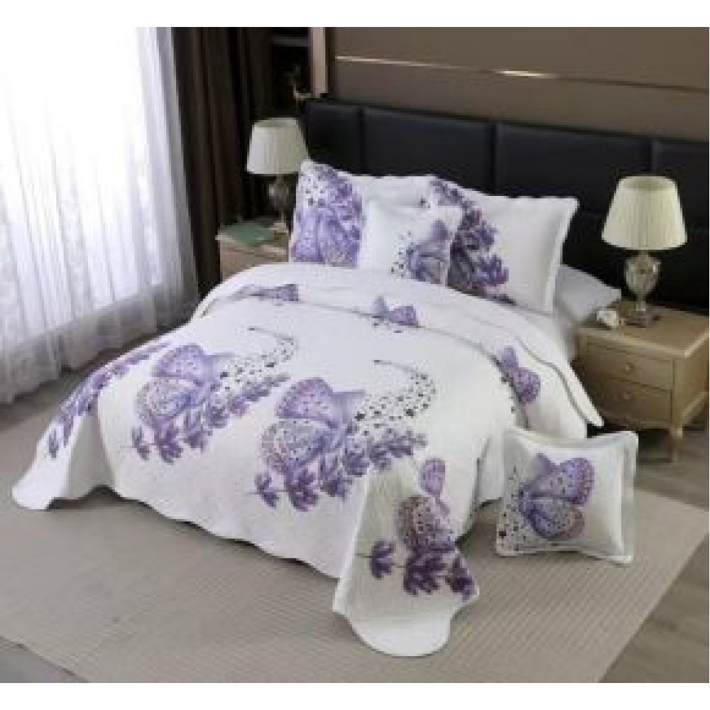 Cuvertură Pat Dublu, 5 Piese, Bumbac 100% , Imprimat –Calitate Premium, 230x250 cm, CUVE-11 Cuverturi din bumbac 5 piese