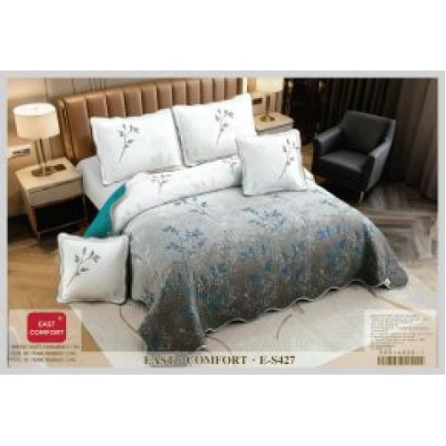Cuvertură Pat Dublu, 5 Piese, Bumbac 100% , Imprimat –Calitate Premium, 230x250 cm, CUVE-18