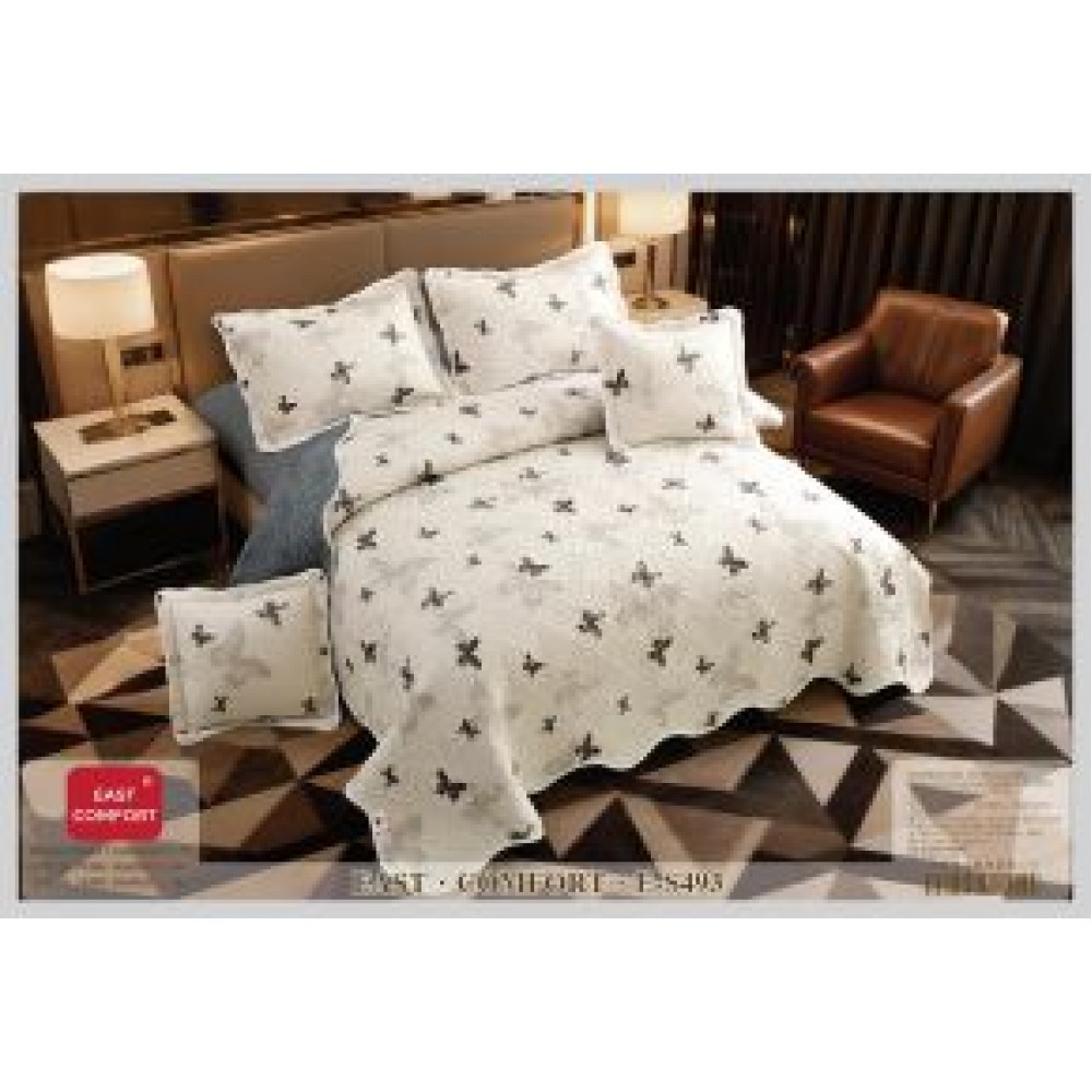 Cuvertură Pat Dublu, 5 Piese, Bumbac 100% , Imprimat –Calitate Premium, 230x250 cm, CUVE-23 Cuverturi din bumbac 5 piese