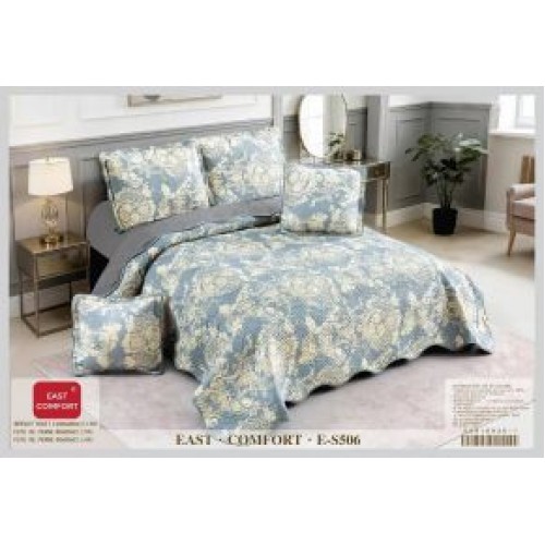 Cuvertură Pat Dublu, 5 Piese, Bumbac 100% , Imprimat –Calitate Premium, 230x250 cm, CUVE-24