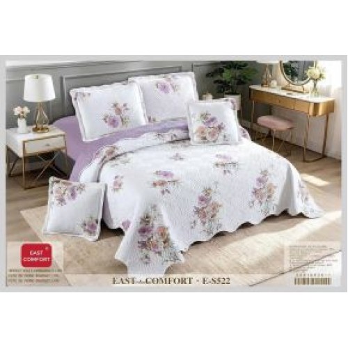 Cuvertură Pat Dublu, 5 Piese, Bumbac 100% , Imprimat –Calitate Premium, 230x250 cm, CUVE-25
