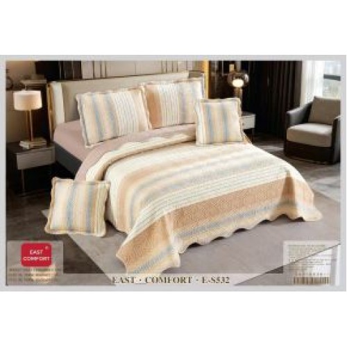 Cuvertură Pat Dublu, 5 Piese, Bumbac 100% , Imprimat –Calitate Premium, 230x250 cm, CUVE-26