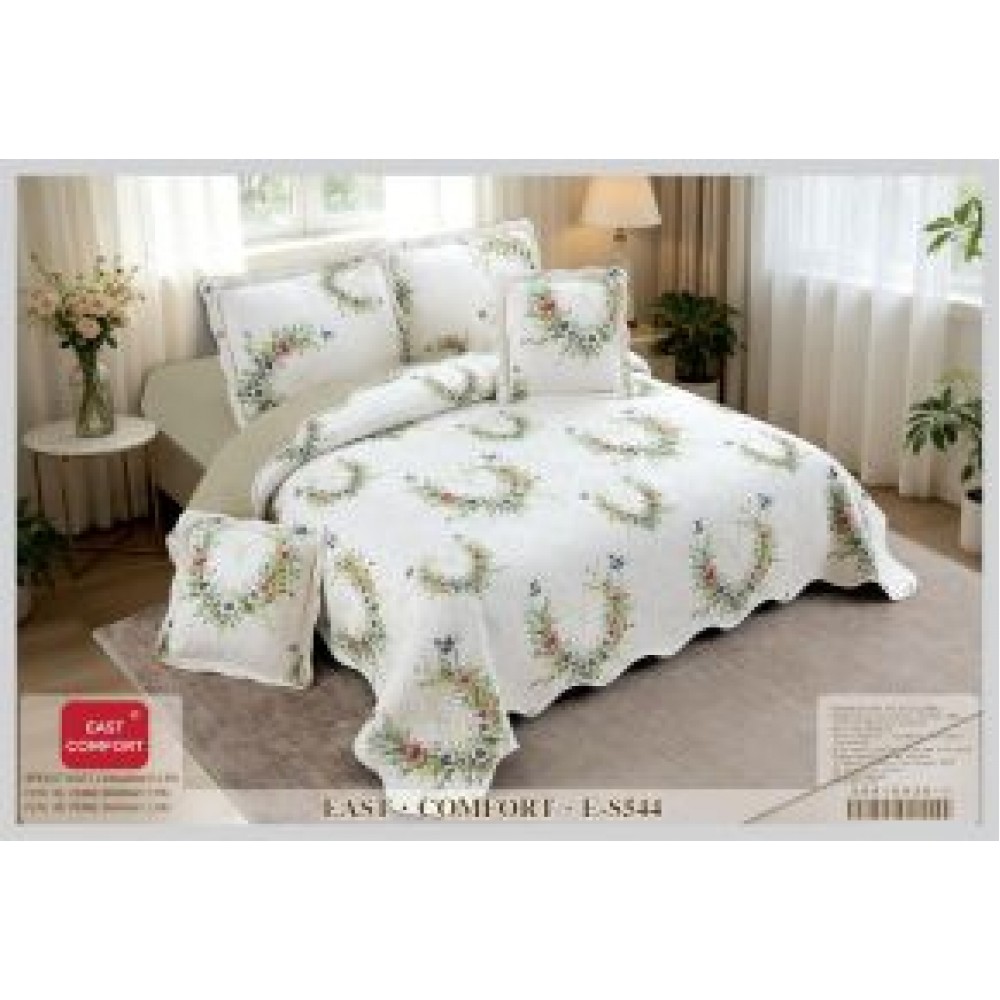 Cuvertură Pat Dublu, 5 Piese, Bumbac 100% , Imprimat –Calitate Premium, 230x250 cm, CUVE-30 Cuverturi din bumbac 5 piese