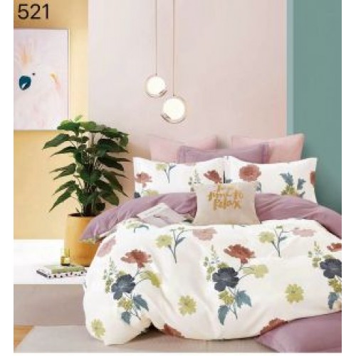 Lenjerie de pat dublu Bumbac FINET, pentru 2 persoane, 6 piese, Cearceaf de pat  230 x 250cm, CF17
