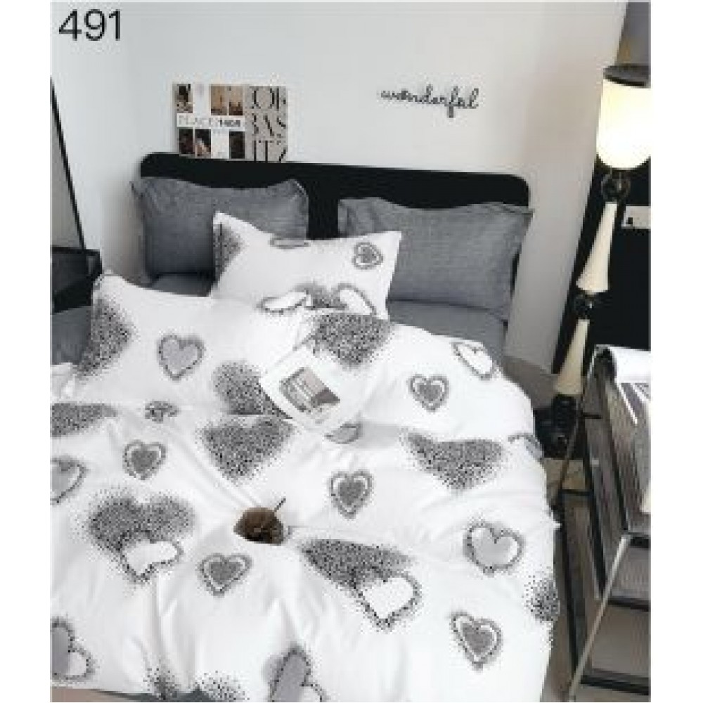 Lenjerie de pat dublu Bumbac FINET, pentru 2 persoane, 6 piese, Cearceaf de pat  230 x 250cm, CF43 Lenjerii din finet 6 piese
