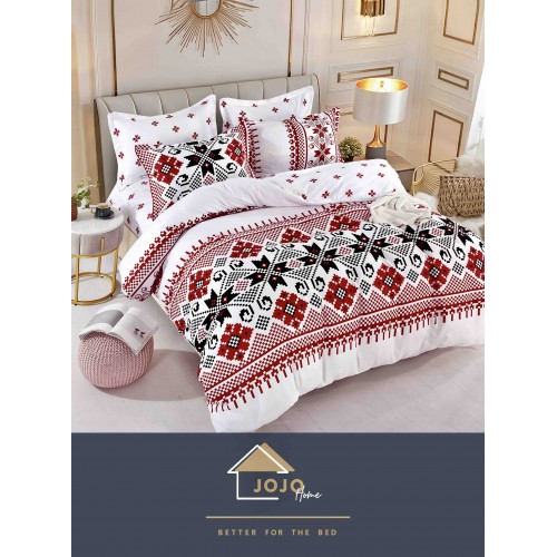 Set Lenjerie Eleganta pentru pat dublu din Bumbac Finet compusa din 6 piese, Cearceaf de pat 230x250cm, J-18