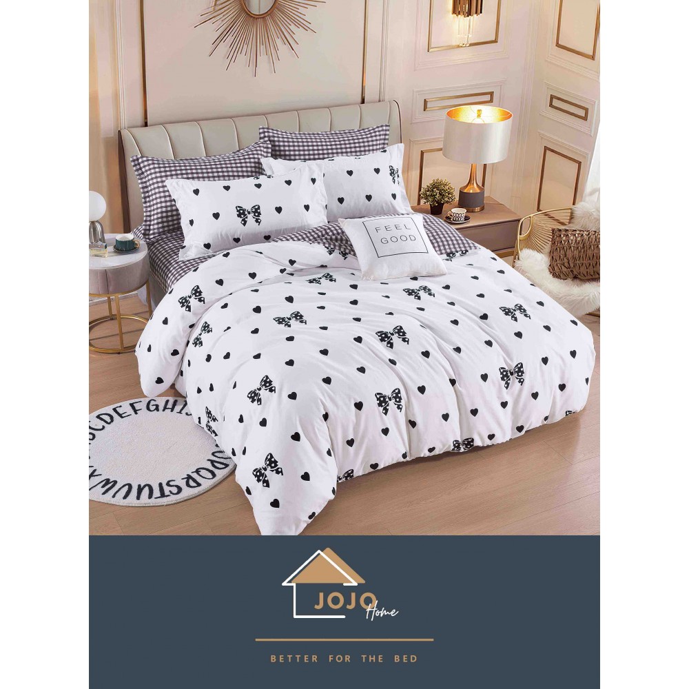 Set Lenjerie Eleganta pentru pat dublu din Bumbac Finet compusa din 6 piese, Cearceaf de pat 230x250cm, J-102 Lenjerii din finet 6 piese