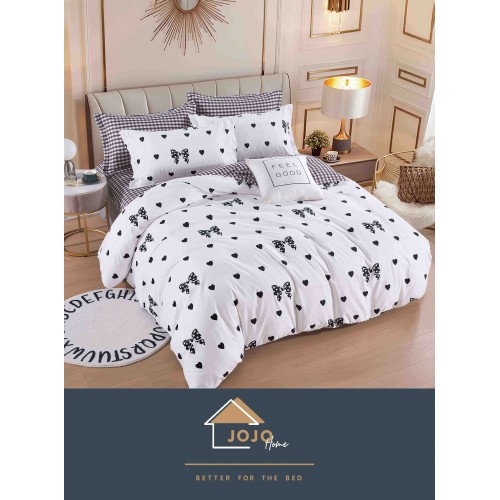 Set Lenjerie Eleganta pentru pat dublu din Bumbac Finet compusa din 6 piese, Cearceaf de pat 230x250cm, J-102