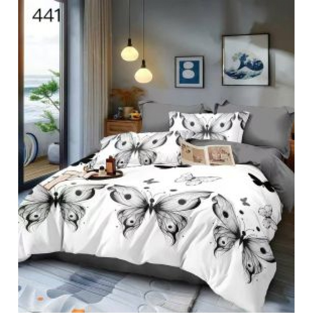 Lenjerie de pat dublu Bumbac FINET, pentru 2 persoane, 6 piese, Cearceaf de pat  230 x 250cm, CF69 Lenjerii din finet 6 piese