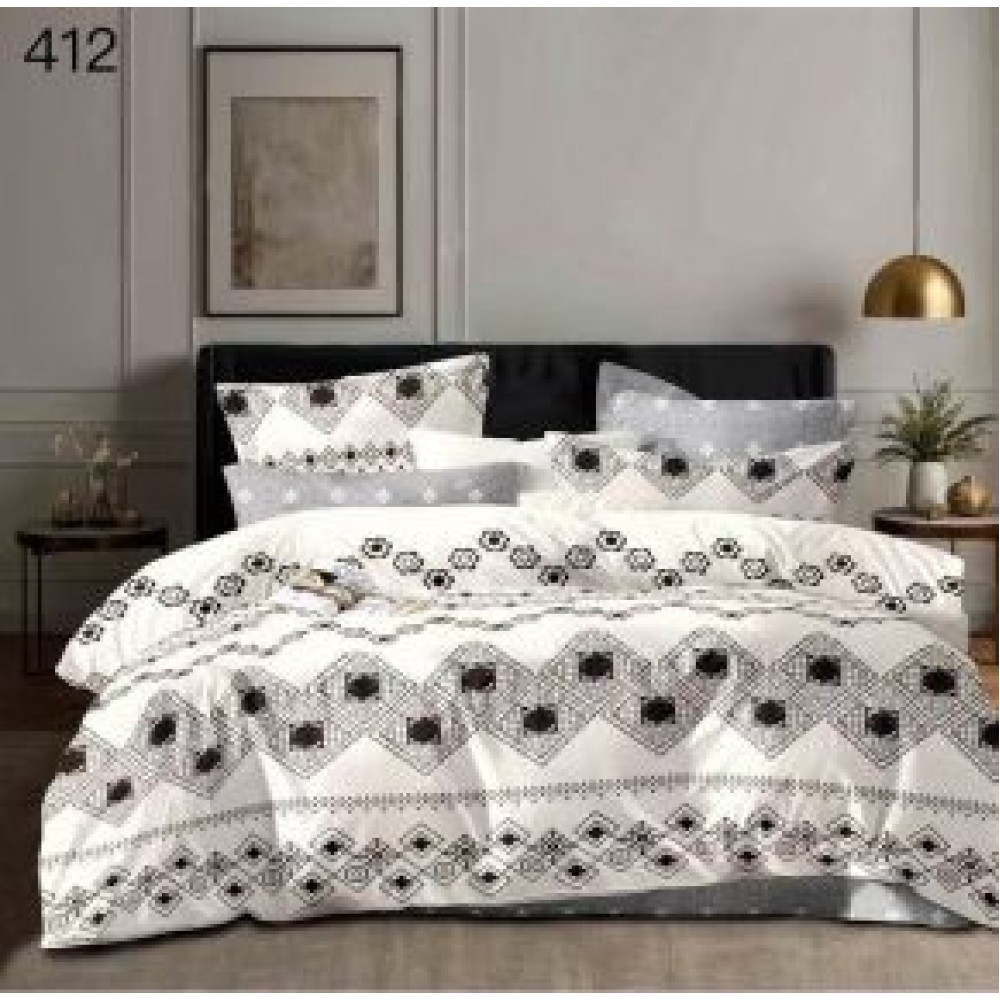 Lenjerie de pat dublu Bumbac FINET, pentru 2 persoane, 6 piese, Cearceaf de pat  230 x 250cm, CF81 Lenjerii din finet 6 piese