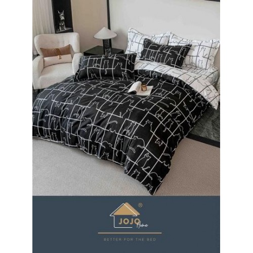 Set Lenjerie Eleganta Finet Din 4 Piese ,Pat 1 Persoana, Cearceaf de pat 155 x 230cm, JK-049