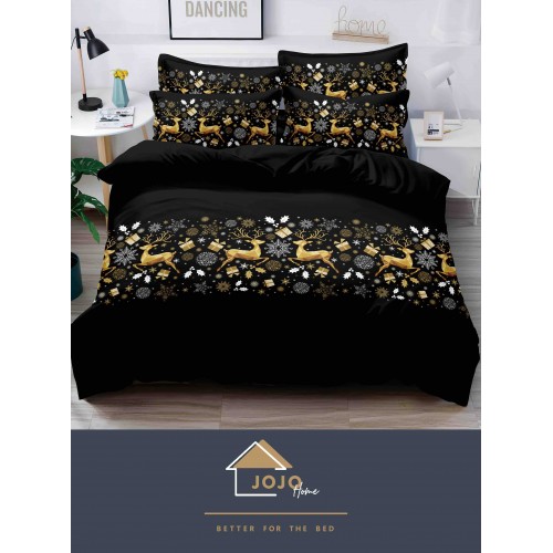 Lenjerie pat 1 PERSOANA, BUMBAC FINET, 4 piese, X-Mass Collection Jojo Home JC1P24