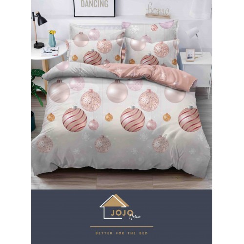 Lenjerie pat 1 PERSOANA, BUMBAC FINET, 4 piese, X-Mass Collection Jojo Home JC1P26