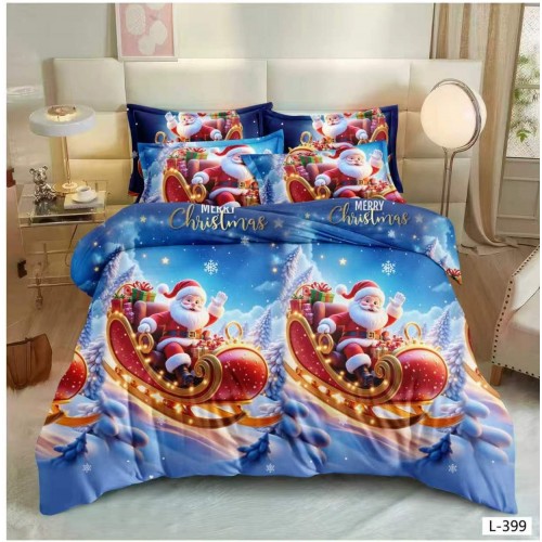 Lenjerie de Pat Crăciun 6 Piese,  Modele Festive, Mos Craciun LCRL5