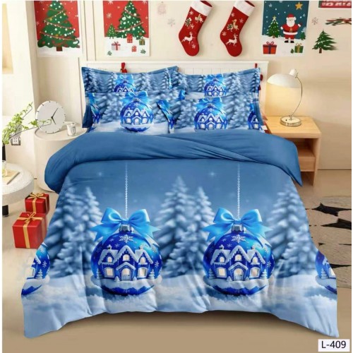 Lenjerie de Pat Crăciun 6 Piese,  Modele Festive, Mos Craciun LCRL8