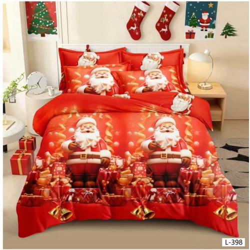 Lenjerie de Pat Crăciun 6 Piese,  Modele Festive, Mos Craciun LCRL13