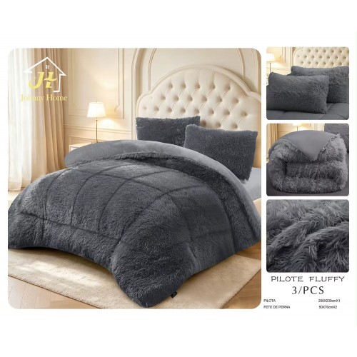 Pilotă Fluffy Pufoasă – Set 3 Piese cu 2 Fețe de Pernă, 200x230 cm PFLM4