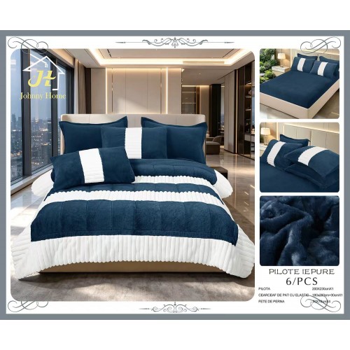 Set pilotă pufoasă Iepure, 6 piese, roz cu alb, LENJERE INCLUSA cu cearșaf cu elastic 180X200 SPLIM3