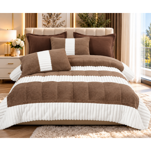 Set pilotă pufoasă Iepure, 6 piese, roz cu alb, LENJERE INCLUSA cu cearșaf cu elastic 180X200 SPLIM4