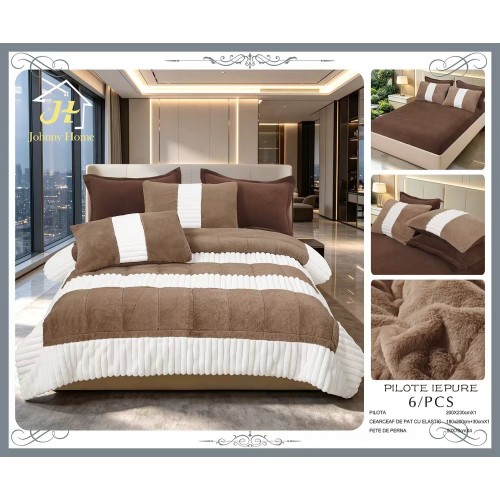 Set pilotă pufoasă Iepure, 6 piese, roz cu alb, LENJERE INCLUSA cu cearșaf cu elastic 180X200 SPLIM4