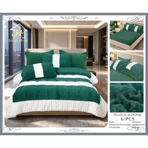 Set pilotă pufoasă Iepure, 6 piese, roz cu alb, LENJERE INCLUSA cu cearșaf cu elastic 180X200 SPLIM5