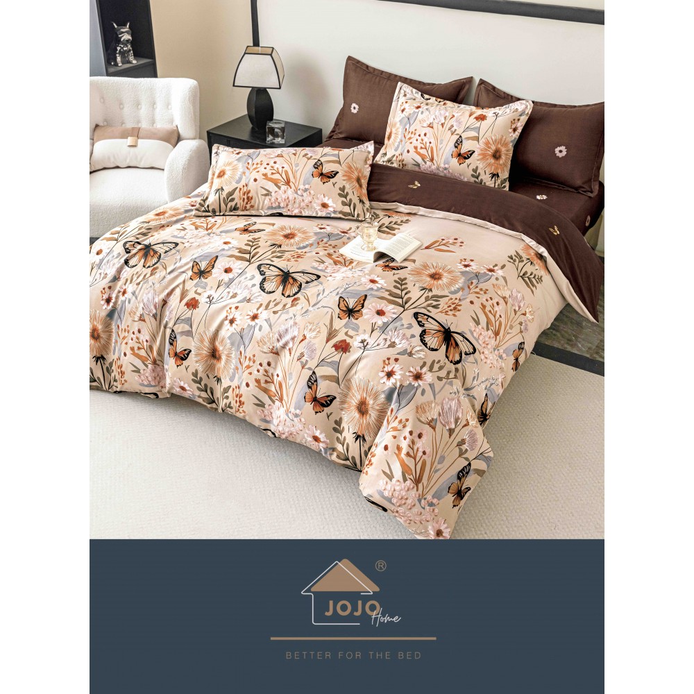 Set Lenjerie Eleganta pentru pat dublu din Bumbac Finet compusa din 6 piese, Cearceaf de pat 230x250cm, J-140 Lenjerii din finet 6 piese