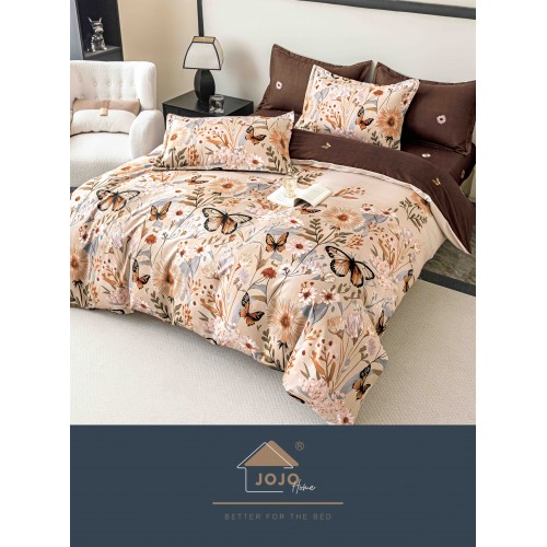 Set Lenjerie Eleganta pentru pat dublu din Bumbac Finet compusa din 6 piese, Cearceaf de pat 230x250cm, J-140