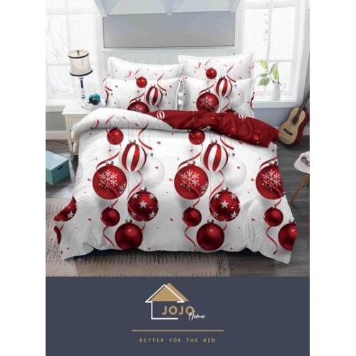 Lenjerie pat 1 PERSOANA, BUMBAC FINET, 4 piese, X-Mass Collection Jojo Home JC1P2