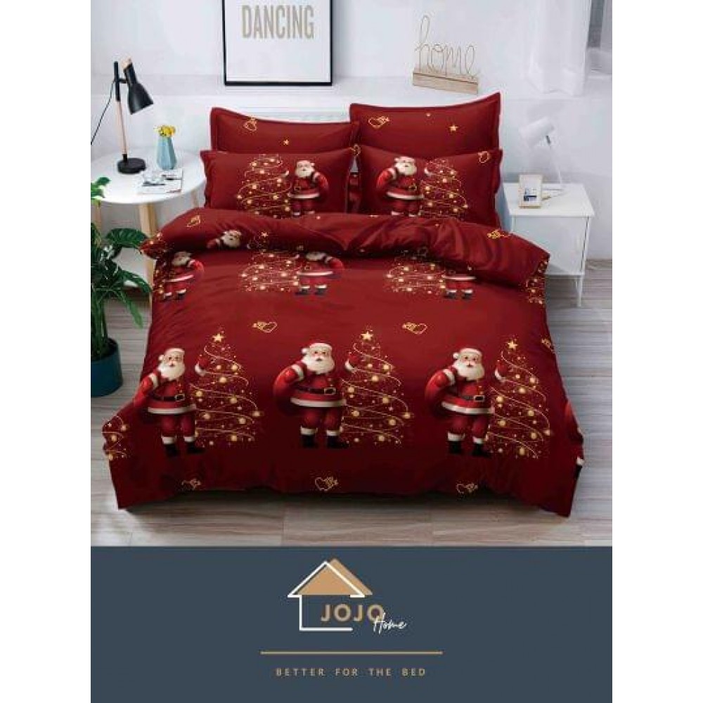 Lenjerie pat 1 PERSOANA, BUMBAC FINET, 4 piese, X-Mass Collection Jojo Home JC1P5 LENJERII DIN FINET 4 PIESE / 1 PERSOANA MOTIVE CRACIUN JOJO