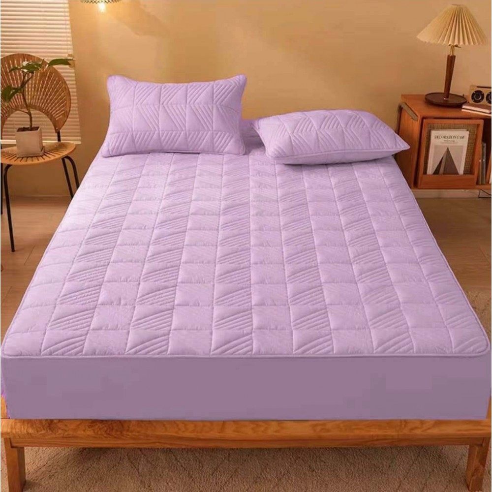 Husã matlasatã tip topper din bumbac satinat, 180x200cm + 2 fete de perna 50x70cm, LILA HUSE FINET MATLASAT 180x200