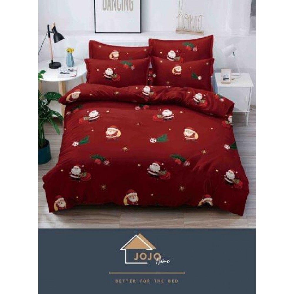 Lenjerie pat 1 PERSOANA, BUMBAC FINET, 4 piese, X-Mass Collection Jojo Home JC1P7 LENJERII DIN FINET 4 PIESE / 1 PERSOANA MOTIVE CRACIUN JOJO