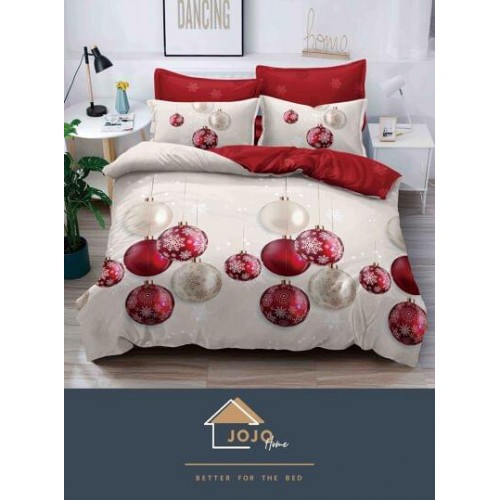 Lenjerie pat 1 PERSOANA, BUMBAC FINET, 4 piese, X-Mass Collection Jojo Home JC1P8