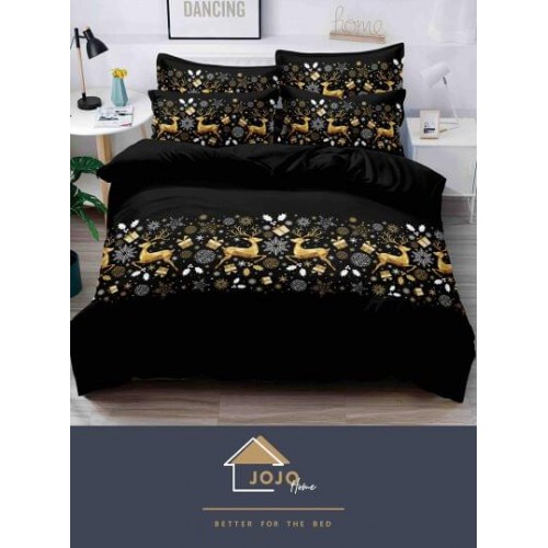 Lenjerie pat 1 PERSOANA, BUMBAC FINET, 4 piese, X-Mass Collection Jojo Home JC1P9