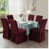 Set 6 huse ( creponate ) scaune cu volanase BORDO