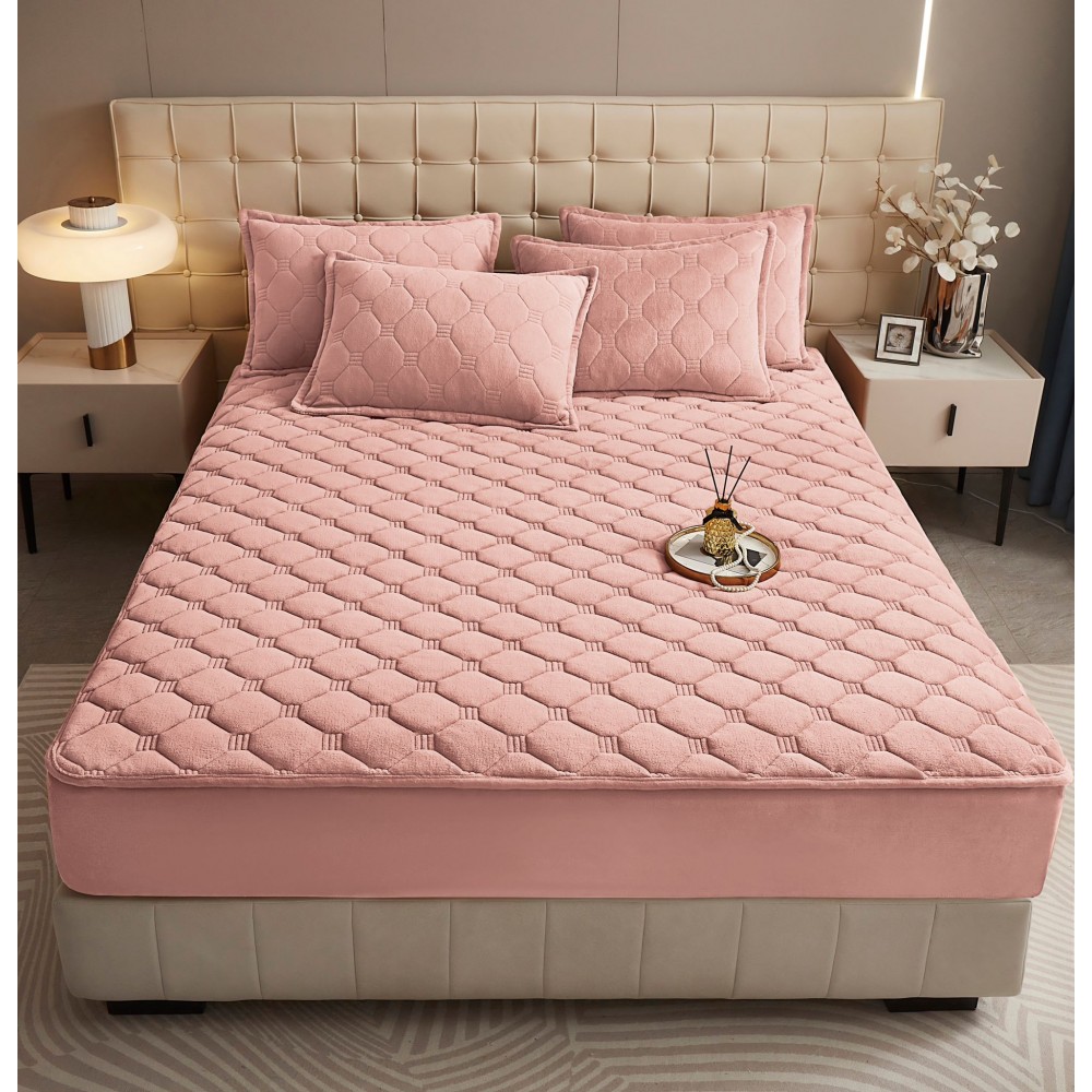 Huse/Topper pentru saltea cu elastic 160x200 ROZ Huse catifea TOPPER pt saltea cu elastic 160x200
