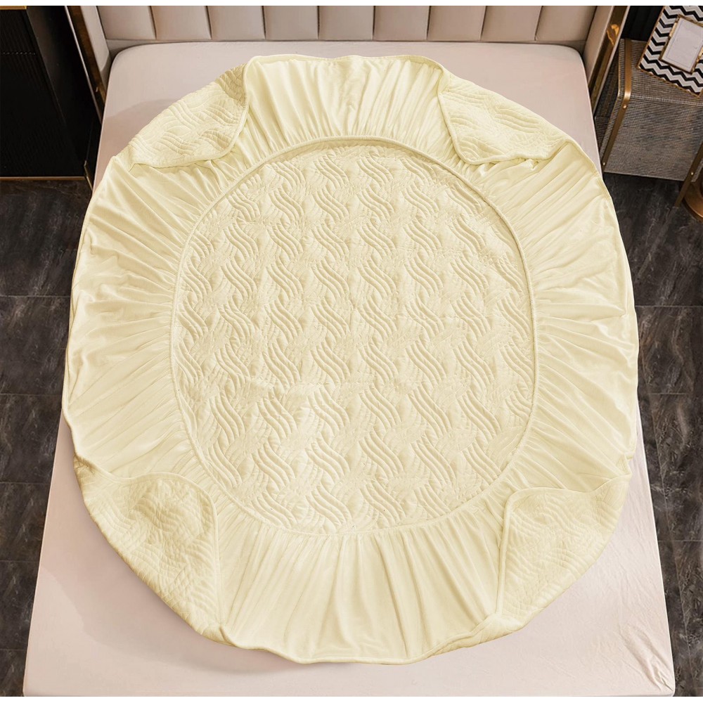 Huse/Topper pentru saltea cu elastic 180x200,CREM-UNT Huse catifea TOPPER pt saltea cu elastic 180x200