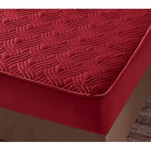 Huse/Topper pentru saltea cu elastic 180x200, BORDO Huse catifea TOPPER pt saltea cu elastic 180x200