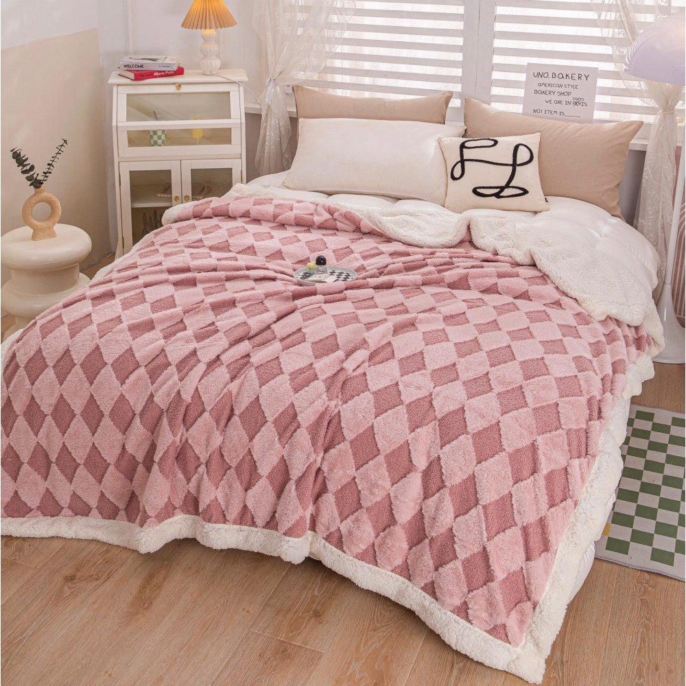 Patura cu blanita de iepure si catifea 200×230 cm PCBI8-ROZ PATURI COCOLINO BLANA IEPURE