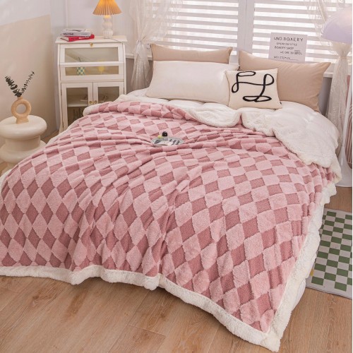 Patura cu blanita de iepure si catifea 200×230 cm PCBI8-ROZ