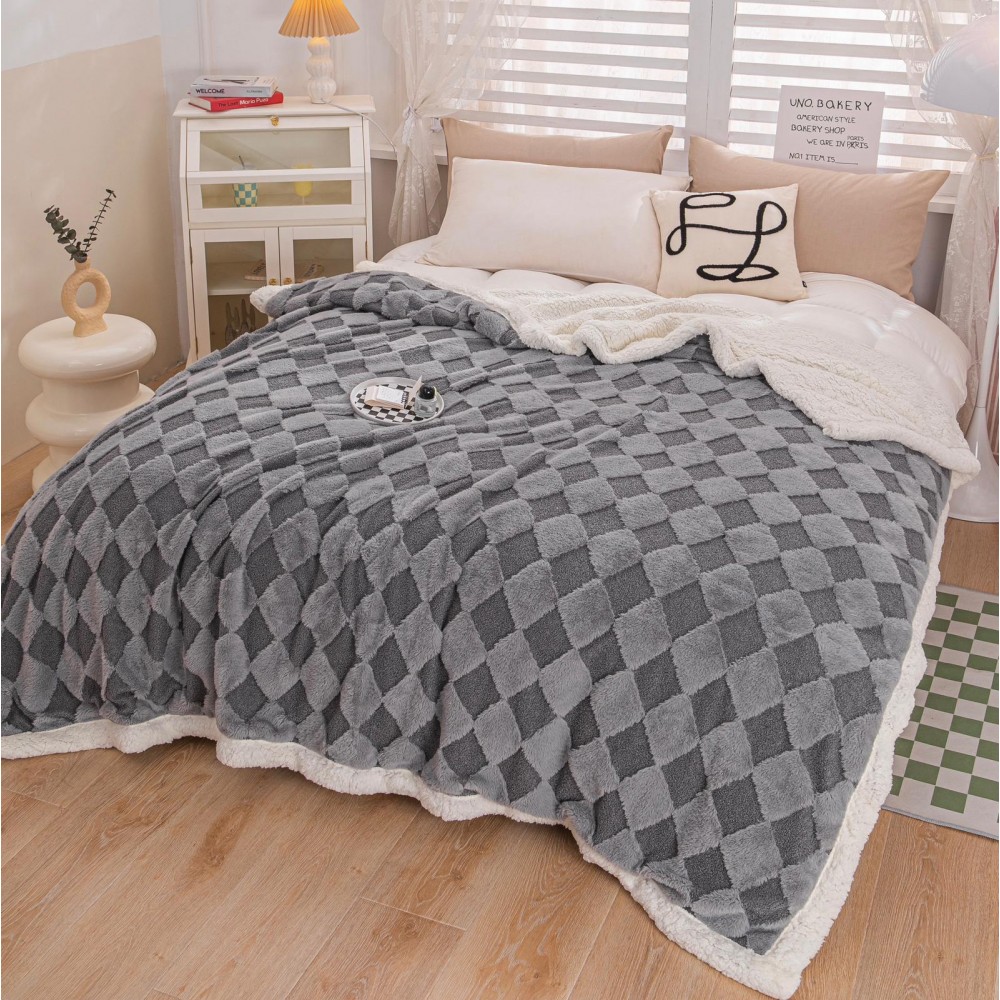 Patura cu blanita de iepure si catifea 200×230 cm PCBI5-GRI PATURI COCOLINO BLANA IEPURE